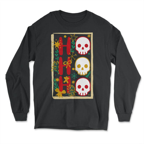 Christmas Skulls Icon Holiday Skulls Ho Ho Ho product - Long Sleeve T-Shirt - Black