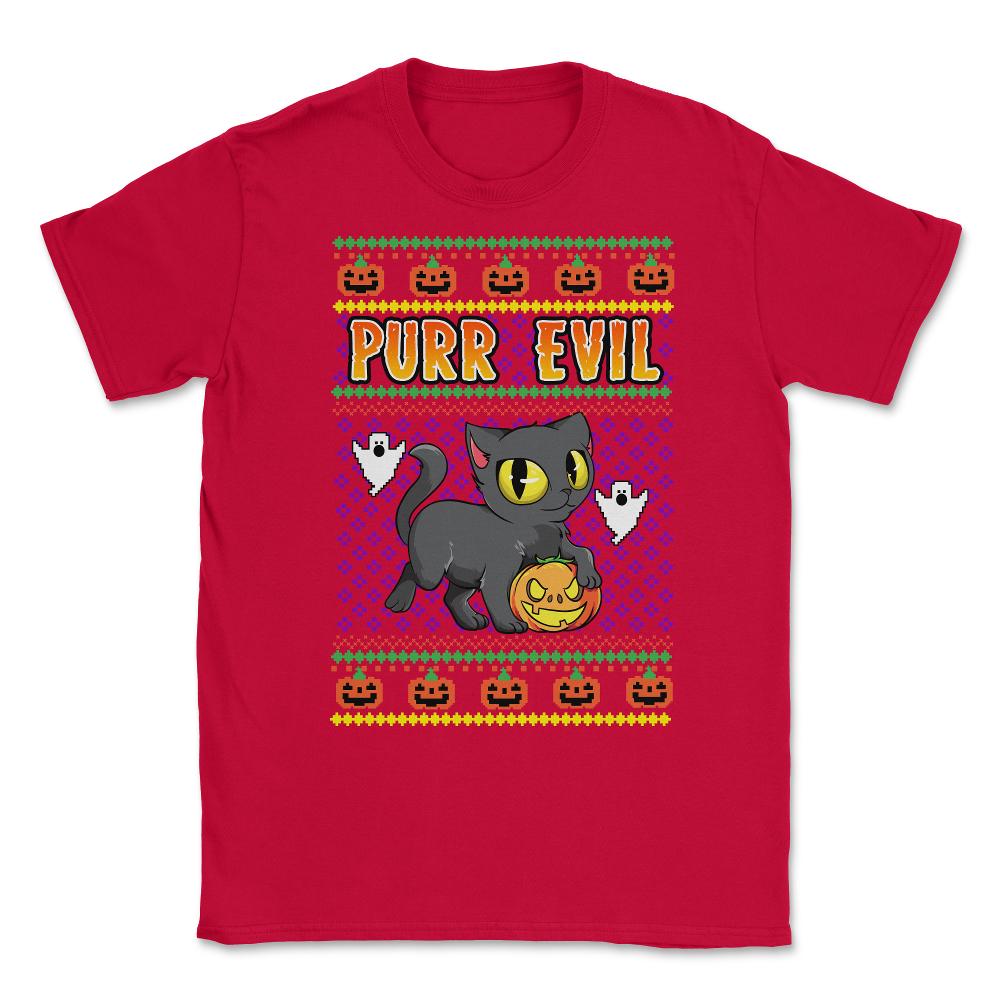 Purr Evil Ugly print Style Halloween Design Pun Gift graphic Unisex - Red