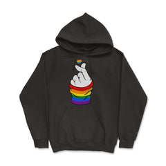 Gay Pride Flag K-Pop Love Hand Gift design Hoodie - Black