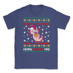 Christmas Kawaii Axolotl Merry Axolotlmas Funny Ugly Xmas print - Purple