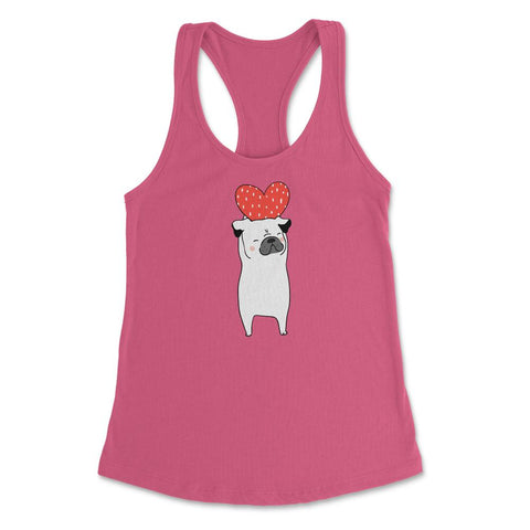 Dog with Heart Happy Valentine Funny Gift print Women's Racerback Tank