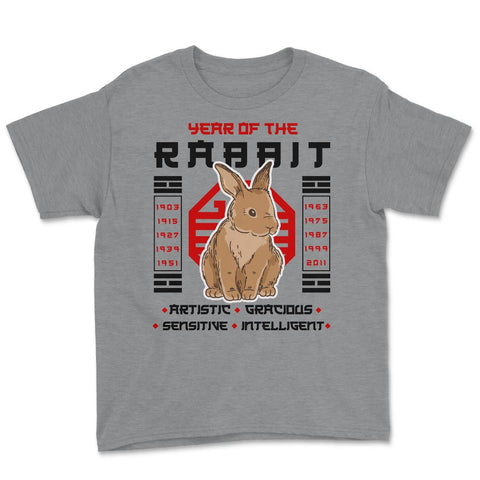 Chinese Year of Rabbit 2023 Chinese Aesthetic graphic Youth Tee - Grey Heather