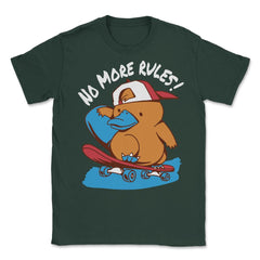 No more Rules! Hilarious Kawaii Platypus Skateboarding design Unisex - Forest Green