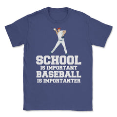 Funny Baseball Gag School Is Important Baseball Importanter product - Purple