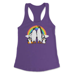Rainbow Gay Penguin Family Cute Pride Gift graphic Women's Racerback - Purple