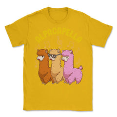 Alpacapella Funny Alpaca Pun Singing Llamas Acapella Meme design - Gold