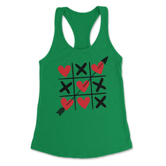 Tic Tac Toe Valentine's Day XOXO Hearts & Crosses design Women's - Kelly Green