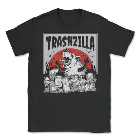 Trashzilla Funny Possum Lover Trash Animal Possum Pun graphic Unisex - Black