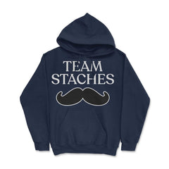 Funny Gender Reveal Announcement Team Staches Baby Boy print Hoodie - Navy