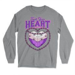 Asexual Trust Your Heart Asexual Pride print - Long Sleeve T-Shirt - Grey Heather