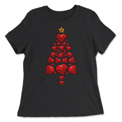 Christmas Tree Hearts For Her Funny Matching Xmas print - Women's Relaxed Tee - Black