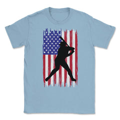 Baseball Pitcher Player American Flag USA Distressed Vintage design - Light Blue