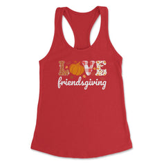 Love Friendsgiving Text with Pumpkin & Autumn Leaves graphic Women's - Red