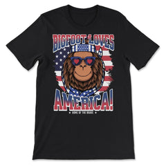 Patriotic Bigfoot Loves America! 4th of July design - Premium Unisex T-Shirt - Black