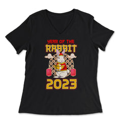 Chinese Year of Rabbit 2023 Chinese Aesthetic product - Women's V-Neck Tee - Black