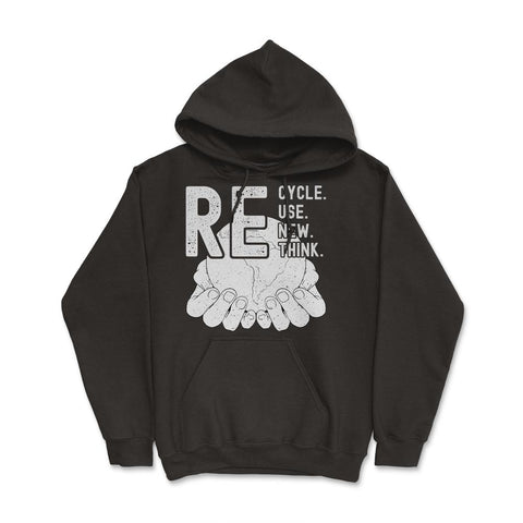 Recycle Reuse Renew Rethink Earth Day Environmental product Hoodie - Black