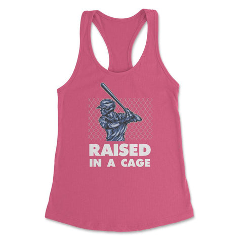 Funny Baseball Batter Hitter Raised In A Cage Sporty Humor print - Hot Pink