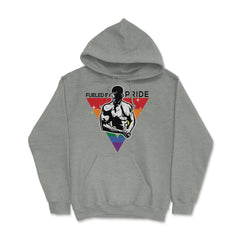 Fueled by Pride Gay Pride Guy in Rainbow Triangle2 Gift design Hoodie - Grey Heather