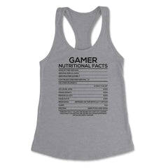 Funny Gamer Nutritional Facts Video Gaming Humor Gamers graphic - Heather Grey