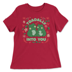 Toadally Into You Frogs Pun Totally into You Cottage core print - Women's Relaxed Tee - Red