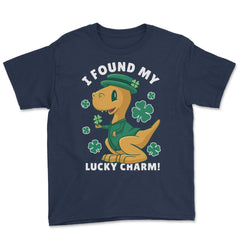 St Patrick's Day I Found My Lucky Sharm Kawaii Dinosaur design Youth - Navy