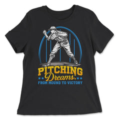 Pitchers Pitching Dreams from Mound to Victory graphic - Women's Relaxed Tee - Black