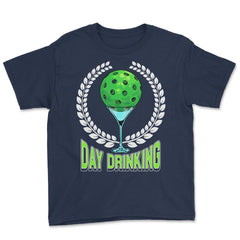 Pickleball Day Drinking Funny print Youth Tee - Navy