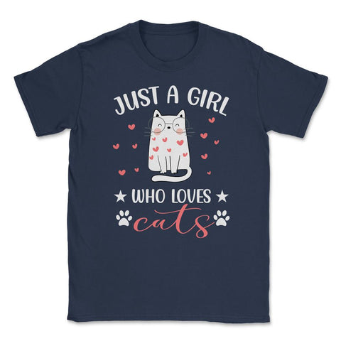 Funny Cute Cat Wearing Eyeglasses Just A Girl Who Loves Cats product - Navy