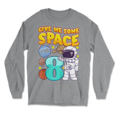 Science Birthday Astronaut & Planets Science 8th Birthday design - Long Sleeve T-Shirt - Grey Heather