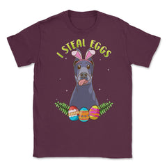 Easter Doberman Pinscher with Bunny Ears Funny I steal eggs product - Maroon