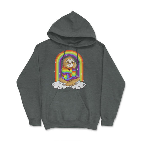 Gay Pride Rainbow Sloth Sitting on Clouds Pride Funny Gift design - Dark Grey Heather