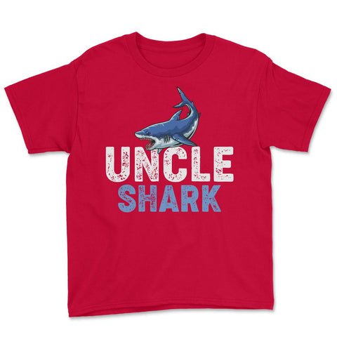 Funny Uncle Shark Cute Matching Birthday Shark Lover print Youth Tee - Red