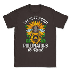 Pollinator Bee & Sunflowers Cottage Core Aesthetic print Unisex - Brown