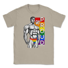 Proud of Who I am Gay Pride Muscle Man Gift graphic Unisex T-Shirt - Cream