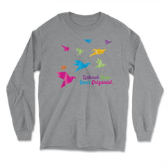 Unleash Your Inner Origamist Colorful Origami Flying Birds product - Long Sleeve T-Shirt - Grey Heather