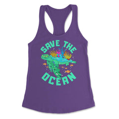 Save the Ocean Turtle Gift for Earth Day product Women's Racerback - Purple