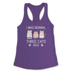 Funny I Was Normal Three Cats Ago Pet Owner Humor Cat Lover graphic - Purple