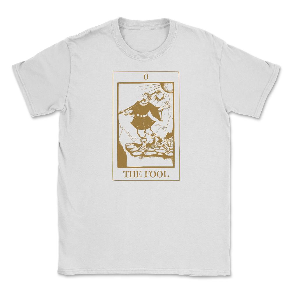 The Fool Tarot Card 0 Retro Vintage Line Art graphic Unisex T-Shirt - White