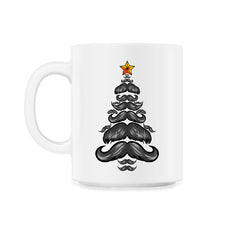 Christmas Tree Mustaches For Him Funny Matching Xmas product - 11oz Mug - White