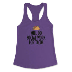 Taco Lover Social Worker Will Do Social Work Tacos product Women's - Purple