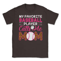 My Favorite Baseball Player Calls Me Mom Mama Mom Leopard print - Brown