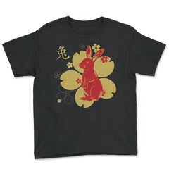 Chinese New Year of the Rabbit 2023 Symbol & Flowers product - Youth Tee - Black