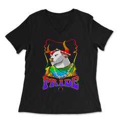 Gay Zodiac LGBTQ Zodiac Sign Taurus Rainbow Pride graphic - Women's V-Neck Tee - Black