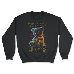 Scary Teddy Bear Toy Urban Style Wanna Play? Teddy Bear graphic - Unisex Sweatshirt - Black