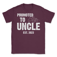 Funny Promoted To Uncle Est 2023 Soon To Be Uncle design Unisex - Maroon