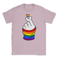 Gay Pride Flag K-Pop Love Hand Gift design Unisex T-Shirt - Light Pink