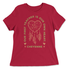 Peacock Feathers Dreamcatcher Heart Native Americans design - Women's Relaxed Tee - Red
