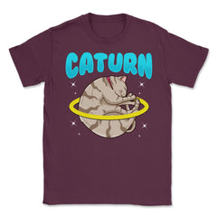 Caturn Cat in Space Planet Saturn Kitty Funny Design design Unisex - Maroon