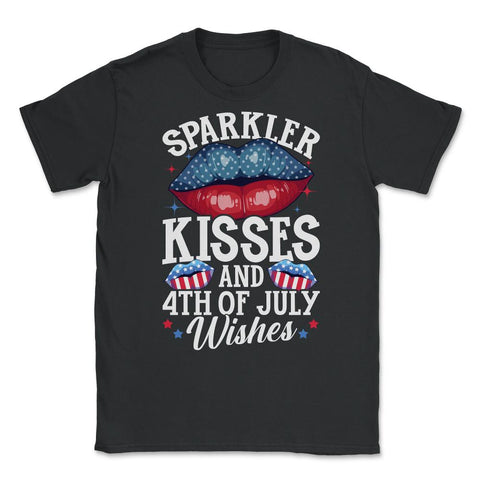 Sparkler Kisses and 4th of July Wishes for Independence Day print - Black
