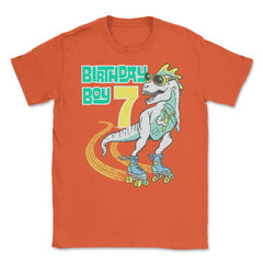 Birthday Boy 7th Dinosaur with Skates Happy Fun Humor design Unisex
